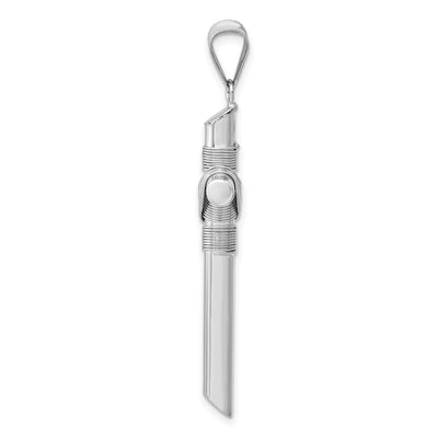 14K White Gold w/Center Wrap Tube Cross Pendant, 42.76 x 22.53mm