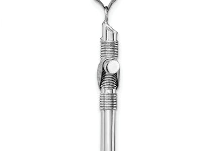 14K White Gold w/Center Wrap Tube Cross Pendant, 35.7 x 21.6mm