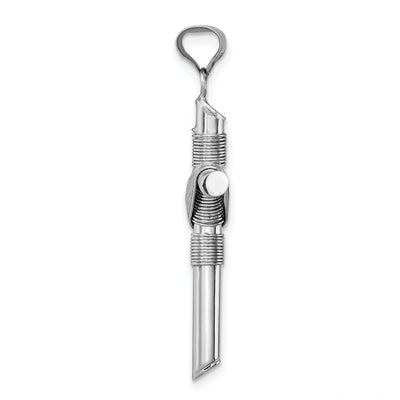 14K White Gold w/Center Wrap Tube Cross Pendant, 35.7 x 21.6mm