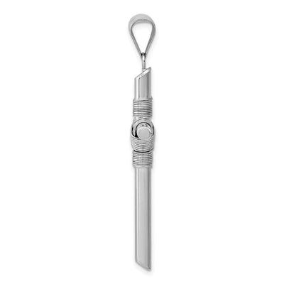 14K White Gold w/Center Wrap Tube Cross Pendant, 44.09 x 23.5mm