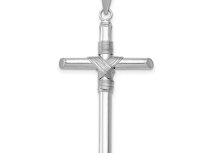 14K White Gold Wrap Tube Cross Pendant K6198