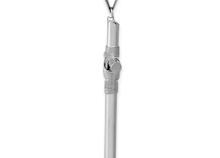 14K White Gold w/Center Wrap Tube Cross Pendant, 49.32 x 28.88mm