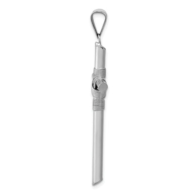 14K White Gold w/Center Wrap Tube Cross Pendant, 49.32 x 28.88mm