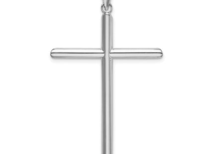 14k White Gold Polished Tube Cross Pendant (Style K6202)