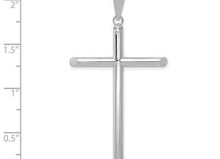 14k White Gold Polished Tube Cross Pendant (Style K6202)