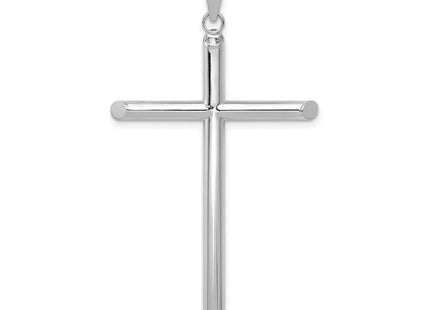 14k White Gold Polished Tube Cross Pendant (Style K6202)