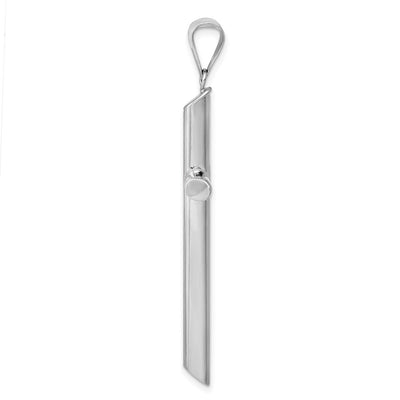 14K White Gold Polished Tube Cross Pendant, 46.83 x 24.3mm