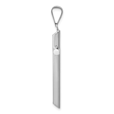 14K White Gold Polished Tube Cross Pendant, 41.66 x 20.15mm