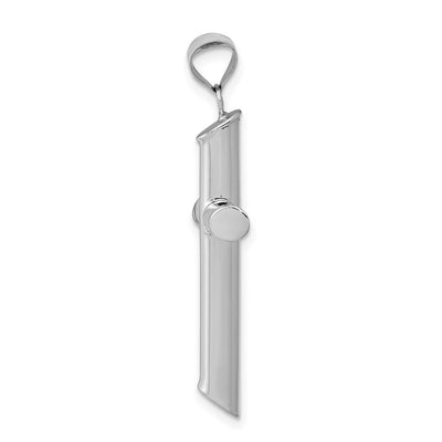 14K White Gold Polished Tube Cross Pendant, 35.11 x 17.5mm