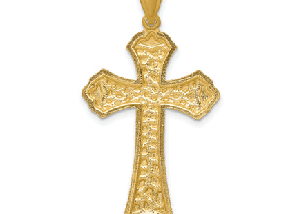 14k Diamond-cut Budded Cross Pendant