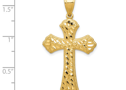 14k Diamond-cut Budded Cross Pendant