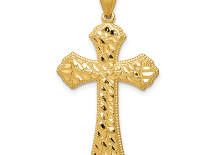 14k Diamond-cut Budded Cross Pendant