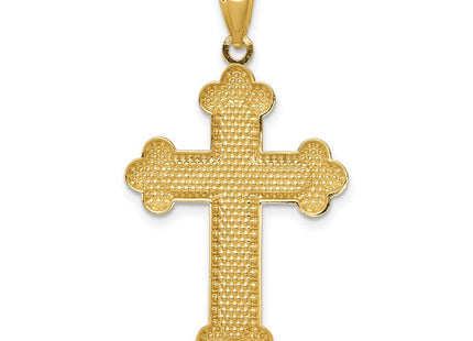 14K Satin and Polished Budded Cross Pendant (Style K6256)