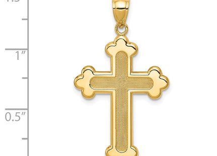 14K Satin and Polished Budded Cross Pendant (Style K6256)