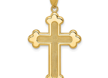 14K Satin and Polished Budded Cross Pendant (Style K6256)