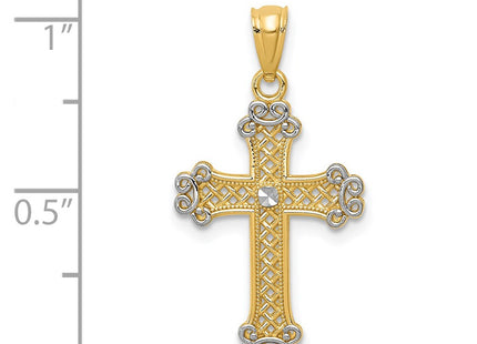 14K gold cross pendant, another view