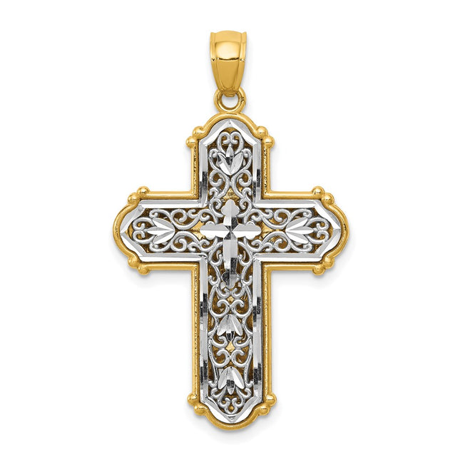14k Yellow & Rhodium Pendants Style K6267 - Classique Jewelry Inc.