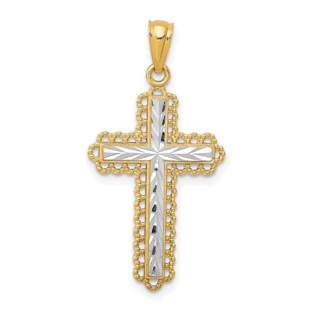 14k Yellow & Rhodium Pendants Style K6271 - Classique Jewelry Inc.