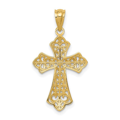 14K Polished Filigree Cross Pendant, 26.19 x 14.94mm