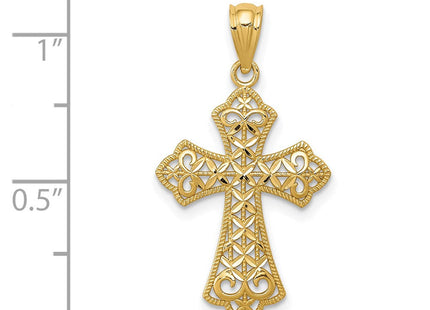 14k Polished Filigree Cross Pendant (Style K6273)