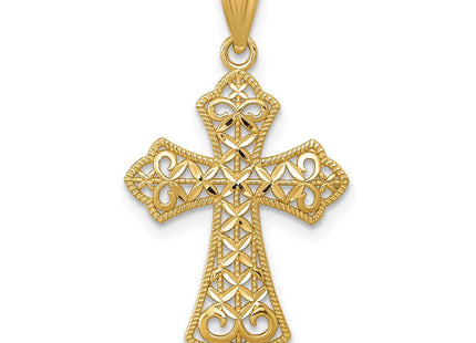 14k Polished Filigree Cross Pendant (Style K6273)