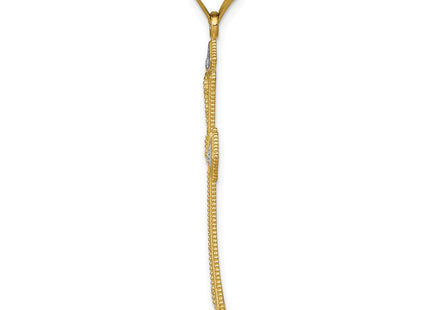 14K w/Rhodium Diamond-Cut Cross Pendant (Style K6275)