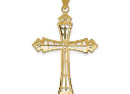 14K w/Rhodium Diamond-Cut Cross Pendant (Style K6275)