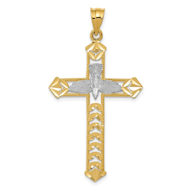 14k Yellow & Rhodium Pendants Style K6278 - Classique Jewelry Inc.