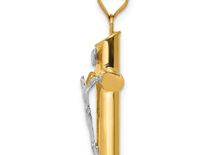 14k Two-tone Polished Crucifix Pendant, 30 x 15mm