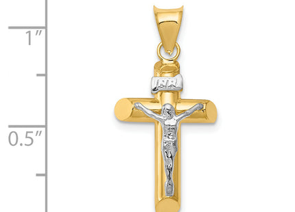 14k Two-tone Polished Crucifix Pendant, 30 x 15mm