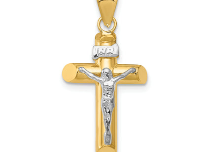 14k Two-tone Polished Crucifix Pendant, 30 x 15mm