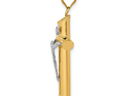14k Two-tone Polished Crucifix Pendant, 36 x 19mm