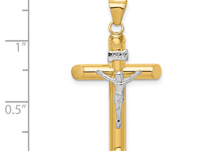 14k Two-tone Polished Crucifix Pendant, 36 x 19mm