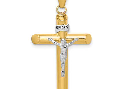 14k Two-tone Polished Crucifix Pendant, 36 x 19mm