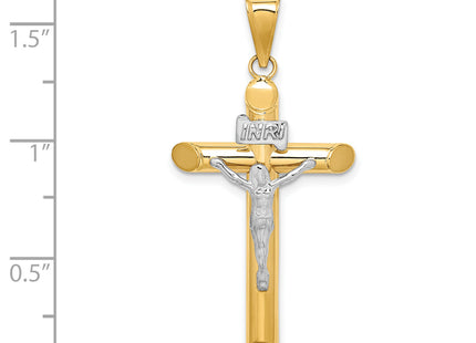 14k Two-tone Polished Crucifix Pendant, 42 x 20mm