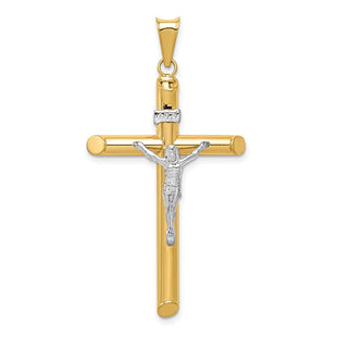 14k Two-tone Polished Crucifix Pendant (Style K6282)