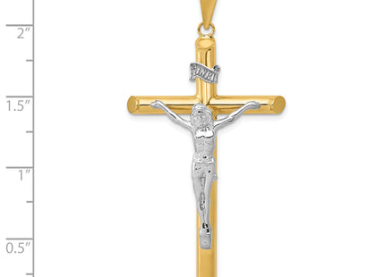 14k Two-tone Polished Crucifix Pendant, 57 x 29mm