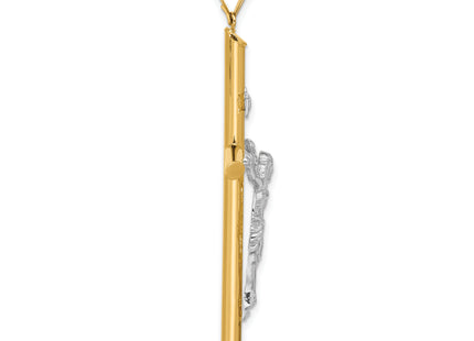 14k Two-Tone Polished Jesus Crucifix Pendant, 62.5 x 32.5mm
