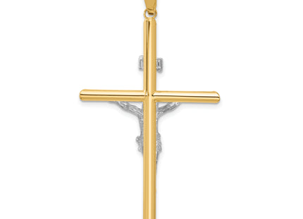 14k Two-Tone Polished Jesus Crucifix Pendant, 62.5 x 32.5mm