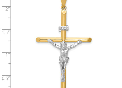 14k Two-Tone Polished Jesus Crucifix Pendant, 62.5 x 32.5mm