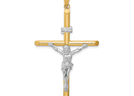 14k Two-Tone Polished Jesus Crucifix Pendant, 62.5 x 32.5mm