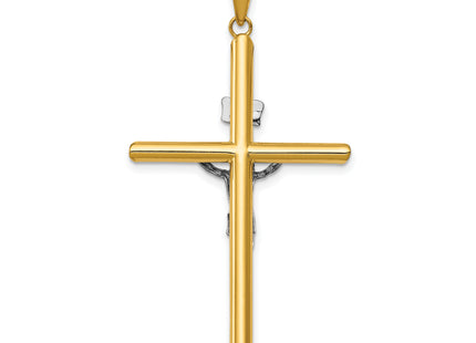 14k Two-Tone Polished Jesus Crucifix Pendant, 53 x 28mm