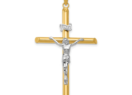 14k Two-Tone Polished Jesus Crucifix Pendant, 53 x 28mm