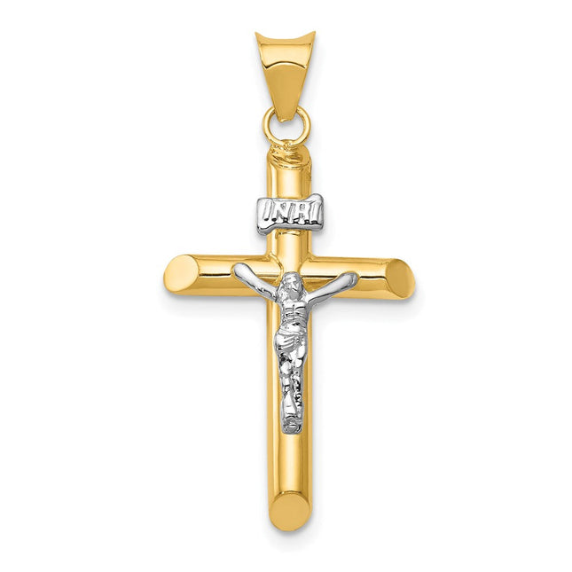 14k Two-Tone Polished Jesus Crucifix Pendant, 34.5 x 16mm