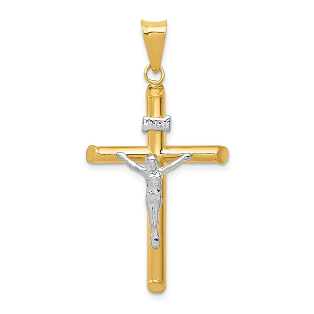 14k Two-Tone Polished Jesus Crucifix Pendant, 38 x 20mm