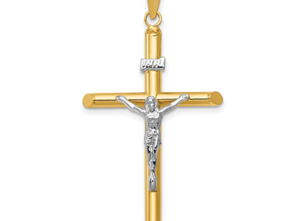 14k Two-Tone Polished Jesus Crucifix Pendant, 46 x 23mm