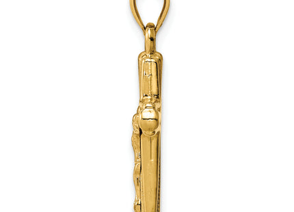 14K Reversible Crucifix Pendant, 27 x 13mm
