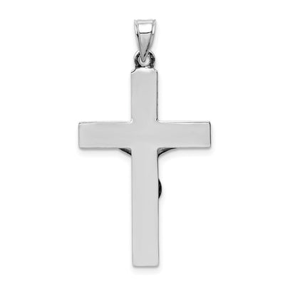 14K White Gold Polished Crucifix Pendant, 39 x 21mm
