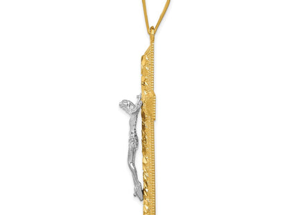 14k Two-tone Diamond Cut Crucifix Pendant (Style K6302)