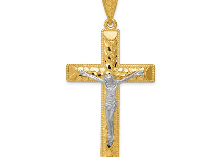 14k Two-tone Diamond Cut Crucifix Pendant (Style K6302)
